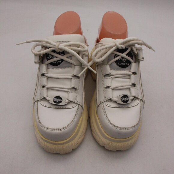 Buffalo London Women’s EU Size39 Classic Platform Mule White Leather Slip On - Picture 2 of 12